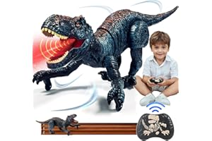 Sunrad Kinder Ferngesteuertes Dinosaurier Spielzeug,Elektronik T-Rex Dino Spielzeug mit Spray, Licht,Brüllen,Realistische Gehbewegungen,Geschenk für Jungen und Mädchen