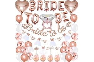 Kesteey Hen Party Decorations Hen Do Accessories Bride to Be Banner Cake Topper Heart Shape Foil Balloons Rose Gold Confetti Balloons for Bridal Shower Hen Theme Party Decoration