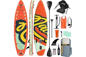 NACATIN Tableros de Stand up 10'6" Pádel Inflables con Remo Ajustable Mochila de Viaje, Bomba, Bolsa Impermeable 10L, Correa Accesorios Incluidos (Turquesa con Asiento de Kayak)