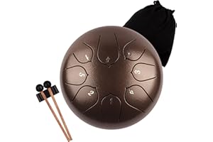 Lomuty Steel Tongue Drum, 6 Pollici 8 Note Do Maggiore Accordato Tamburi in Acciaio, Strumento a Percussione con Bacchette per Tamburi e Borsa (Bronzo)