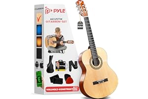Pyle Akustik Gitarre Kinder ab 8 Jahre – Acoustic Guitar, Kinder Gitarre 3/4 Anfänger & Fortgeschrittene, Konzertgitarre 3/4 mit Gitarren Set & Tasche, Kindergitarre