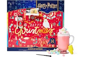 THOUGHTFULLY HARRY POTTER 24 Days of Surprises, Includes 12 Color-Changing Hot Chocolate Mixes, 4 Topping Varieties & Stir Wand Officially Licensed, Advent Calendar 2025