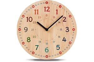 ‎CANDER BERLIN Cander Berlin MNU 8630 Wanduhr Kinder Holz 30,5 cm Holzuhr lautlos geräuschlos leise Massivholz Kinderzimmer ohne Tickgeräusche Junge Mädchen analog