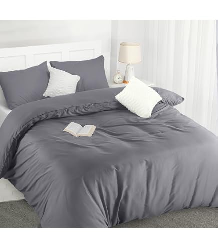 DREAMSCENE Bettwäsche-Set – Geometrisches Scandi-Design, Anthrazit/Grau, Einzelbett (137x198 Cm)