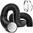 VIVOSUN Dryer Vent Hose, 8 inch Aluminum Foil Ducting, 25FT Long Heavy-Duty Dryer Hose Vent Kit for HVAC Ventilation, Exhaust, Duct Fan Systems, Black Flexible Air Duct w/ 2 Clamps