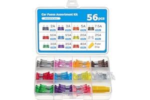 Xibao KFZ Sicherungen,Auto Sicherungen Set,Autosicherungen Set Gemischt,2A 3A 5A 7.5A 10A 15A 20A 25A 30A 35A 40A,Flachsicherungen KFZ,Geeignet für Autos,LKWs,SUVs,ATVs,UTVs,Wohnmobile (56 Stück)