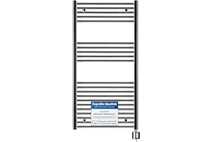 anapont Scaldasalviette elettrico, cromato dritto, funzione timer, scaldasalviette, riscaldamento elettrico, riscaldamento asciugamani, prodotto in Germania