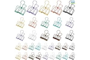 LIANGDIAN Fermagli per Carta 33 Pezzi Clip per Rilegatura in Metallo 3 Dimensioni Clip per Carta a Coda Lunga Cava per Note Carta da Lettere Fatture Foto Forniture per Ufficio Colore Casuale