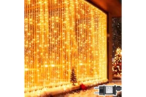 Cozymeow Cortina de Luces 600 LED 6M x 3M Lucas Navidad con Enchufe, Temporizador, 8 Modos Impermeable Cascada Lucas para Exterior Balcon Jardin Terraza Escaparates Decoración - Blanco Cálido