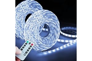 Homeleo 2 Pack Battery Powered Led Strip Lights Bright White, Waterproof Battery Operated LED Strips with Remote for Closet Cabinet Golf Cart Christmas Halloween Party Costume Bedroom Decorations