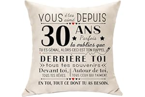 Hasodeo Original Cadeaux pour 30 Ans Femme Homme Anniversaire Cadeaux Housse de Coussin Vous Été Aimé Depuis pour 30 Ans Décoration pour Épouse Petite Amie Fiancee Cadeaux d'anniversaire (30)
