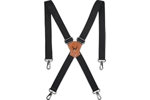 WELKINLAND 1.5-Inch Black Suspenders for Men, Heavy Duty Work Belt Loop With Sturdy Jeans Hooks
