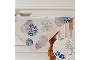 Vorysum Tovaglia Moderno Estate Impermeabile Floreale Runner Tavola Blu Navy Dalie Stagionale Autunno Cucina Decorazione per Interni, Vacanze, Feste, Matrimoni 100 x 100 cm Quadrata