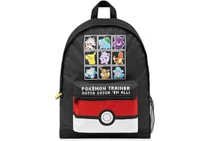 Pokémon Ryggsäck barn skolväska pojkar flickor tonåringar pikachu eevee pokeball, En storlek, Svart