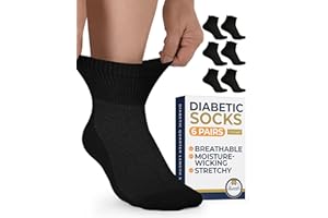 Pembrook Ankle Diabetic Socks for Women & Men | 6 Pairs | Wide Non Binding Socks Quarter Length | Edema Neuropathy Socks