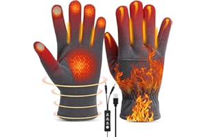 Lomffy Guanti riscaldati USB per uomini e donne, Guanti Invernali Guanti da lavoro a maglia Guanti riscaldati per dito intero con 3 temperatures & il Dorso Della Mano e 5 Dita Riscaldate