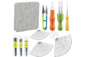 dipeer 126 Pcs Needle Felting Kit, Wool Felting Tool Kit, Felting Needles of 3 Sizes and 3 Models of Wooden Handles with 6"x6" Needle Felting Pad for Beginner DIY Felting Projects