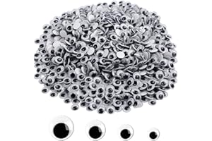JANYUN 1000 Stück 10mm Wackelauge Selbstklebende Kulleraugen Selbstklebend Kunststoff Augen für DIY Scrapbooking Spielzeuge Zubehör