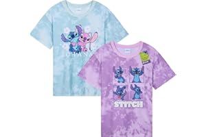 Disney Stitch Tee Shirt Fille | T-Shirts à Manches Courtes pour Filles 2 Paquet | Vetement Stitch Filles