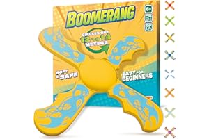 ANCORY Boomerang for Kids, 12m Range - Flying Boomerang Toy - Water Floating Easy-to-Throw Outdoor Toys, Yellow