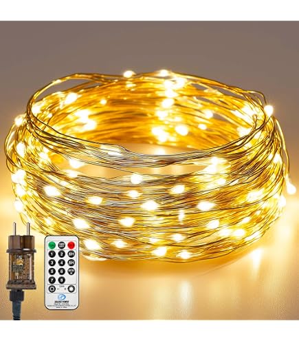 Jixviqi Lichterkette Innen mit Stecker Fernbedienung, Lichterketten Außen mit Timer 8 Modi Wasserdicht IP65, Strom aus kupferdraht lichterkette Warmweiß für Weihnachten Nachtlicht Kinder (30m) Beleuchtung
