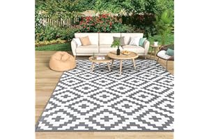 MOKANI Dywan zewnętrzny na patio, wodoodporny, antypoślizgowy, plastikowy, słomiany, ogrodowy (180x270cm)