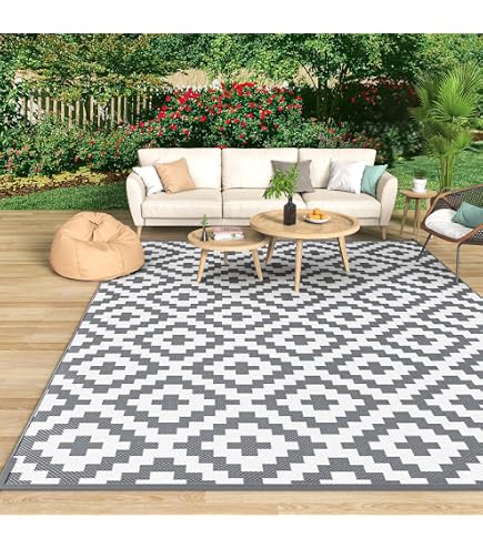 BUTLERS Outdoorteppich - Colour Clash - UV-beständige Optik | Farbe Beige - 150x90 cm - Balkonteppich für Terrasse & Balkon - Außenteppich für Bodenschutz