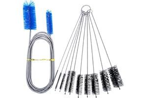 RUNYU 11 Stuck Reinigungsbürste Set, 180 cm Aquarium Schlauchbürste + 10 Strohhalm Bürste Verschiedene Größen Flexible Abflussbürste für Aquarium Flaschen und Küche