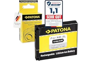PATONA NB-8L Batteria 740mAh compatibile con Canon PowerShot A2200 IS A3000 IS A3100 IS A3150 IS A3200 IS A3300 IS A3350 IS A 2200 3000 3100 3150 3200 3300 3350 NB8L NB 8L NB8-L