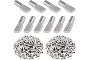 Swpeet 120 st 5 mm hylsor, metall nickel pläterad sked formad skåp stöd pegs bokfäste hylla pegs pins för möbelhylla hållare