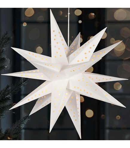 Auenstern Stern wetterfest wei Kunststoff auen Adventsstern  Weihnachtsstern : Amazon.de: Beleuchtung