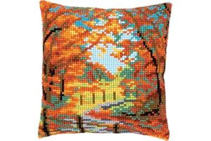 Vervaco Kit Cuscino Punto Croce: Paesaggio Autunnale, N, 40 x 40 cm