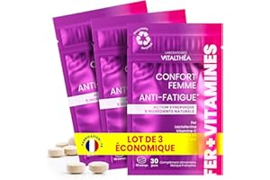 LABORATOIRES VITALTHÉA FER PREMIUM x3 Sachets I Complément Alimentaire ANTI-FATIGUE I Bisglycinate 3x plus assimilable I Vitamines Minéraux : Fer, Vitamines C 80 MG + B12 B9 100% AR + Lactoferrine | France