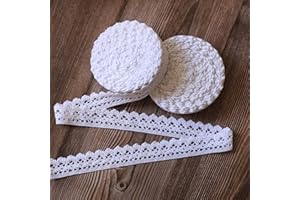 ToBeIT - Nastro di pizzo di cotone in stile vintage, decorativo, per il cucito artigianale, decorazione per matrimonio, scrapbooking, adatto come regalo (colore bianco / 20 metri, 3 cm, triangolare)