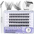 BEYELIAN Cluster Lashes Self Adhesive Eyelashes, 72 Pcs D+ Curl Pre Glued Eyelashes ReadyBond Lashes 10-16mm Mixed DIY Press on Cluster Eyelash Extensions at Home (R38)