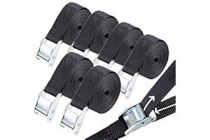 DARKYOUN 6 krótkich pasów mocujących z klamrą zaciskową, czarny, 6 x 1 m, paski do mocowania roweru, bagażnika, kempingu