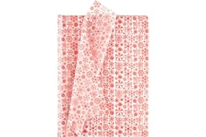 NEBURORA 60 feuilles de papier de soie flocon de neige de Noël papier de soie d'emballage cadeau flocon de neige rouge pour bricolage artisanat et décorations de fête de Noël
