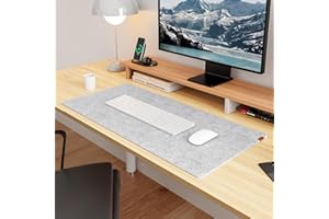 ‎YSAGI YSAGi Schreibtischunterlage Filz, 80x40cm Rutschfeste Schreibunterlage Tischunterlage Schreibtisch, Großes Mauspad Tastatur Unterlage Schreibtisch Zubehör für Büro & Homeoffice, Hellgrau