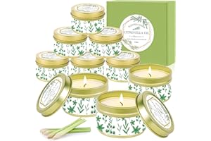 SaiXuan Citronella Kerzen, 9 PCS Duftkerzen im Dose, natürliche Citronella Duftkerze mit Sojawachs für Innen und Außen, Garten, Camping, Picknick, Outdoor Kerzen, Kerze Geschenkset