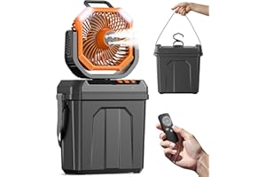 WAROUS Condizionatore Portatile ave Secchio da 6L, 20000 mAh Batteria Ventilatore Campeggio,Ventilatore da Nebulizzazione Portatile con Telecomando 4 velocità luce LED per campeggio viaggio casa interna