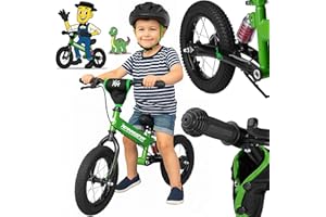 ‎RENNMEISTER RENNMEISTER® Laufrad ab 3 Jahren mit Bremse Balance Bike Kinder bis 50kg Lenker & Sattel Höhenverstellbar Lauflernrad Luftreifen Fahrradständer Federung Mädchen Grün