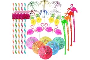 DWTECH Juego de 75 piezas para decoración de cócteles, etiquetas de frutas, coloridas para cócteles, playa, fiestas, sombrillas de papel para decoración de cócteles, bebidas y frutas