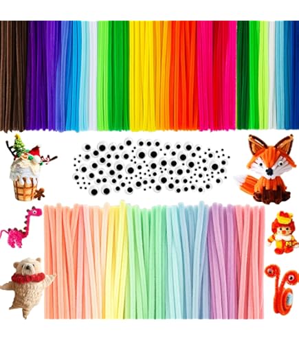 TOAOB 100pcs Tiges De Fils Chenille Cure Pipes Multicolore Assorties 6mm X 300mm Pour Travaux Manuels Et Décoration De Bricolage DIY Artisanat Projet