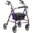 DAYS Lightweight Folding Four Wheel Rollator, Mobility Walker with Padded Seat, Lockable Brakes and Carry Bag, Limited Mobility Aid, For Elderly or Disabled, Purple, 103/Small