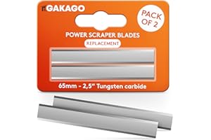 Gakago Replacement Blade Power Scraper (Pack of 2) - 65mm Scraper Blade Made of Durable Tungsten Carbide for Wood, Metal, Concrete or Stone