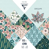 Clairefontaine Papier Origami Fleurs Séchées - 60 Feuilles 70g/m², 3 Formats (10x10, 15x15, 20x20 Cm), 10 Motifs Colorés Assortis, Idéal Pour Loisirs Créatifs Et Anti-Stress