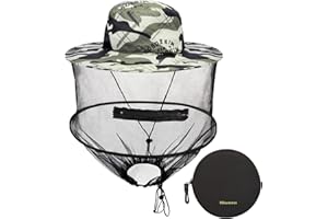 Mbsomnus Mosquito Head Net Hat Dark Midge Head Net Midgie Face Cover Sun Mosquito Hats with Netting Mosquito Net Hat Quick Dry Wide Brim Sun Protection for Outdoor Hiking Camping Gardening