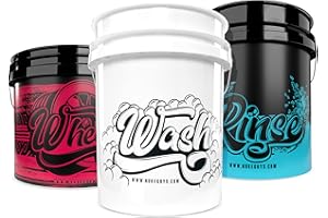 Nuke Guys Seau de lavage pour les 3 seaux de méthode de lavage – 5GAL Wash Bucket pour le shampooing de voiture + 5GAL Rinse Bucket pour essorer + 3,5 GAL pour les jantes – Lavage à la main en douceur