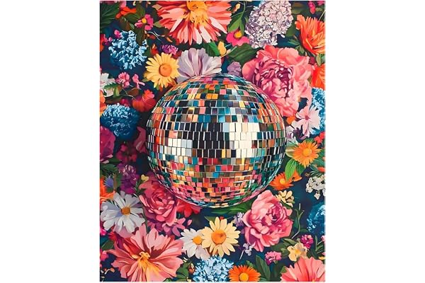 Daisen Art Peinture Numero Adulte Fleurs, Peinture Par Numero Adulte Fleurs, DIY Peinture Acrylique Pour Adultes Débutants, Disco Paint by Numbers for Adults 40×50cm