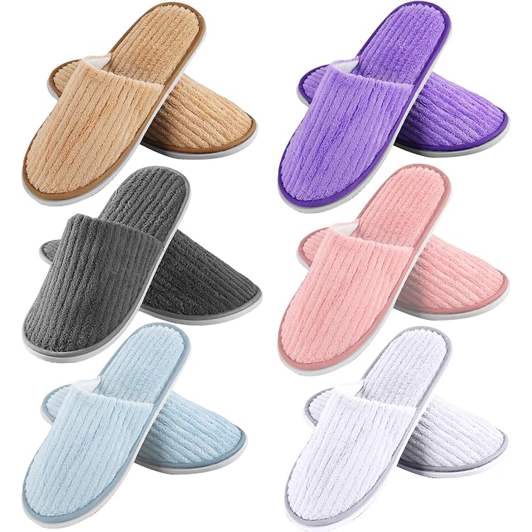 Lot De 6 Pantoufles Invités En Feutre Avec Sac De Rangement - Tailles 36/39, 40/42, 43/45, Semelle Antidérapante - 7